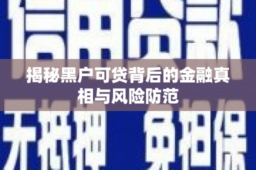 坪林揭秘黑户可贷背后的金融真相与风险防范