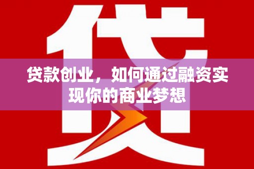 双柏贷款创业，如何通过融资实现你的商业梦想