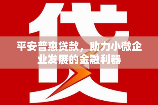 五华平安普惠贷款，助力小微企业发展的金融利器